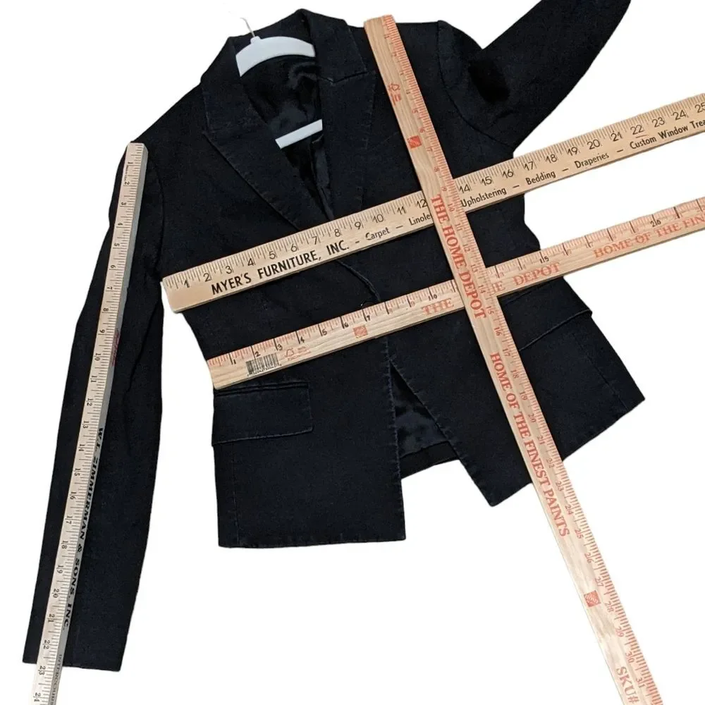Theory denim like stretch lightly distressed one-button lined blazer size 4
